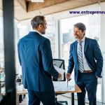 Entrepreneur presenting pitch deck to investors in a boardroom setting