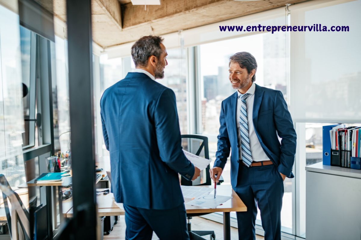 Entrepreneur presenting pitch deck to investors in a boardroom setting