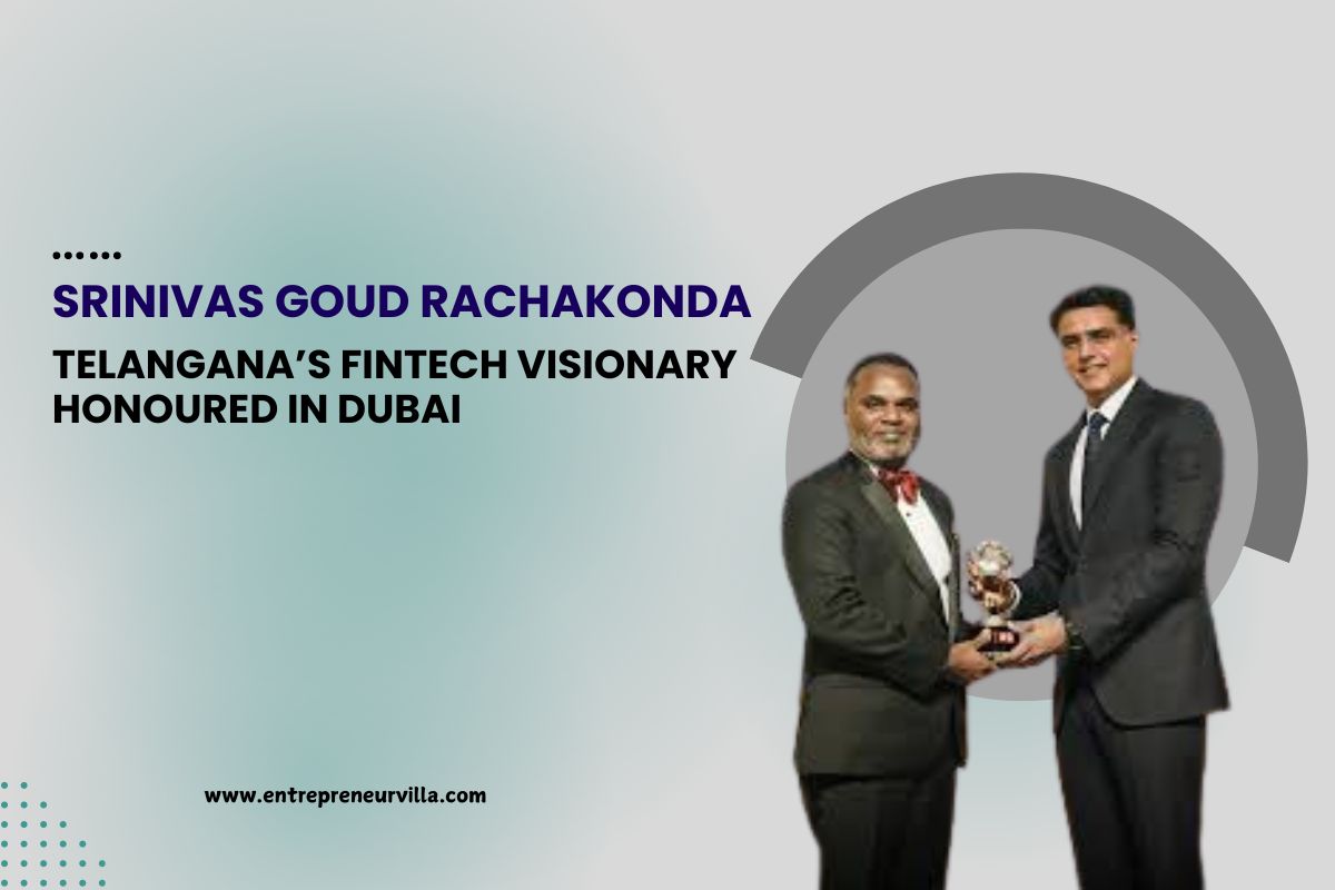 Telangana fintech entrepreneur Srinivas Goud receiving Icons of the UAE Award 2024 in Dubai for his contributions to fintech and investment banking